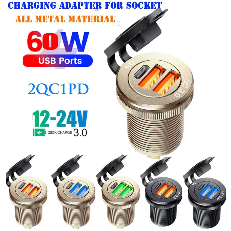 Type C Built-in USB Car Outlet 3.0 Fast Charging QC3.0 Adapter for Audi A1 A3 A4 A5 A6 A7 A8