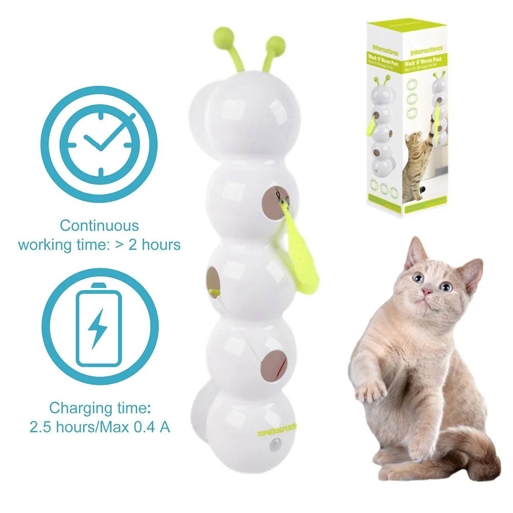 Smart Caterpillar Cat plaything Whack A Mole Cat Interactive Cat Feather Motion Sensor Teasing Cat for Indoor Cats