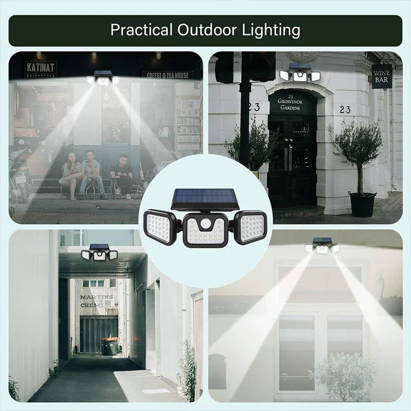 Solar Lights Outdoor Motion Sensor Human Induction IP65 Waterproof Adjustable Head Wall Lamp