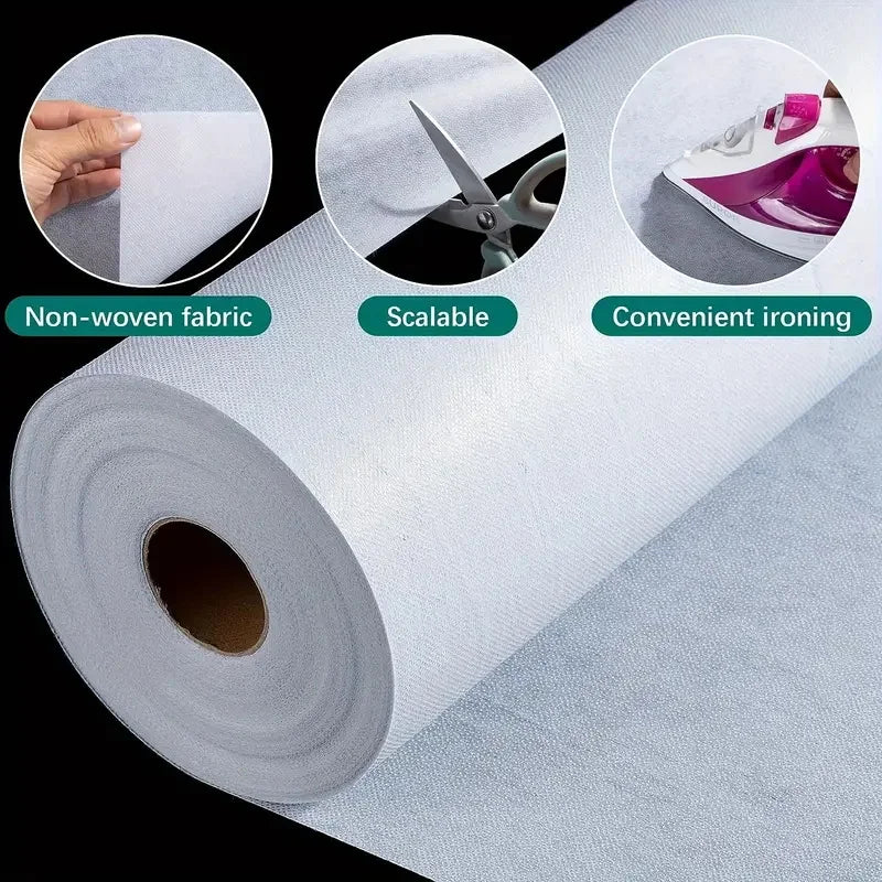 Non-Woven Adhesive Lining Roll Lightweight Polyester Single-Sided Interface for DIY Crafts and Home Decoration