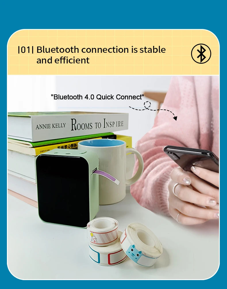 Marklife P15 Bluetooth Thermal Label Printer Portable Inkless Label Maker for Home and Office Use