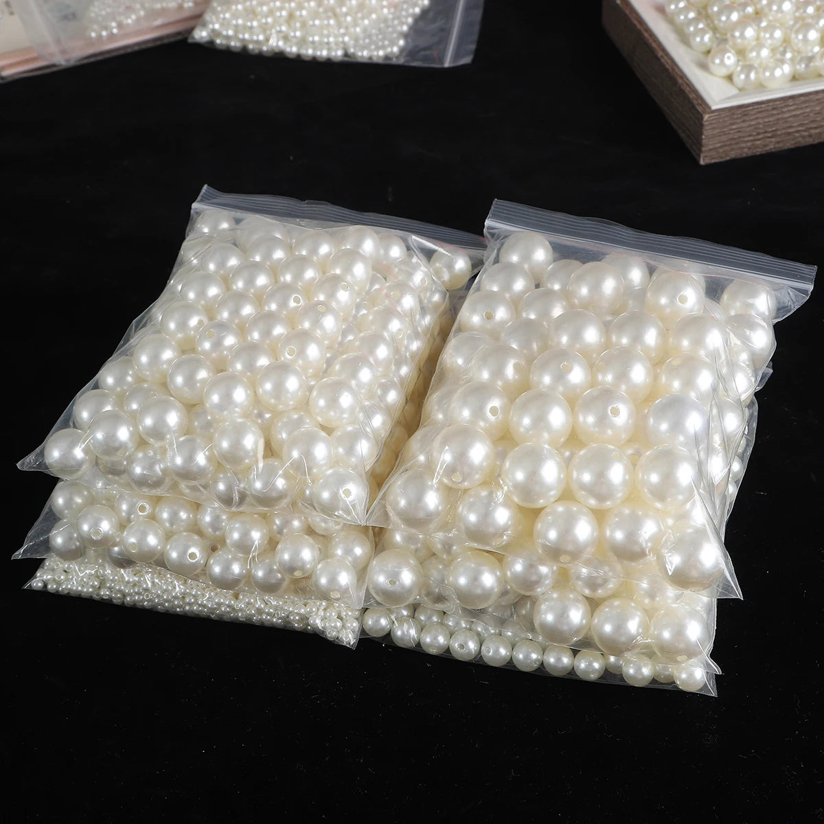 3-20mm 10-1000pcs Straight Hole ABS Imitation Pearl Beige White Bracelet Beads for DIY Jewelry Making