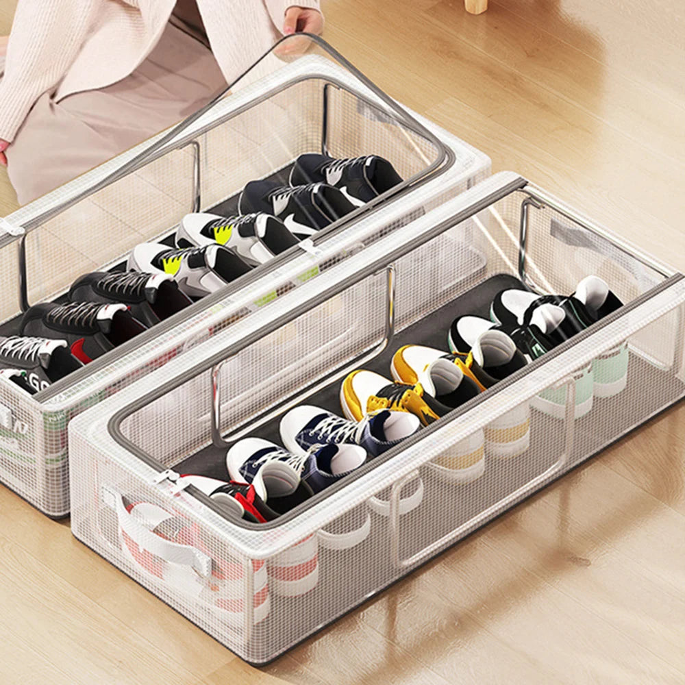 1PC Pvc Shoe Basket Bed Bottom Shoe Storage Box Dust-Proof Transparent Organizer