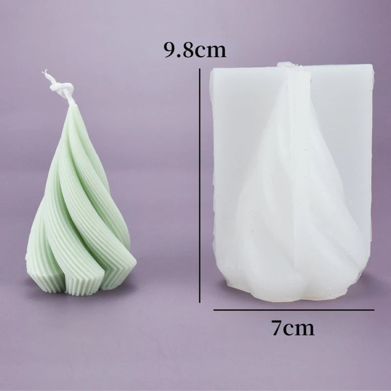 Large Silicone Christmas Tree Candle Mold 3D Wavy Striped Design for Crafting Soaps and Resins Home Decor Essentials