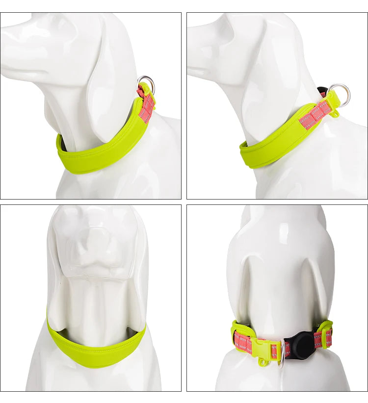 Personalized Adjustable Nylon Reflective Dog Collar with AirTag Holder for Small Medium and Large Dogs