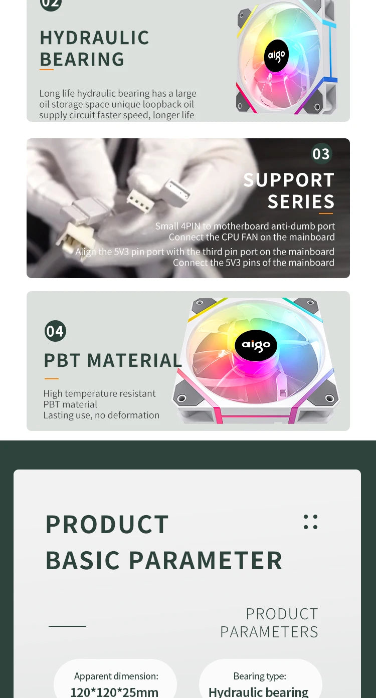 Aigo AM12PRO RGB Fan 120mm PC Cooling Kit 4pin PWM