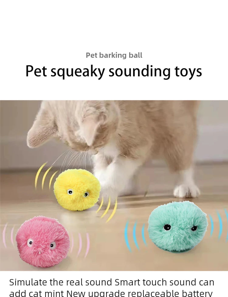 Interactive Ball Smart Cat Toys Plush Electric Catnip Training Toy