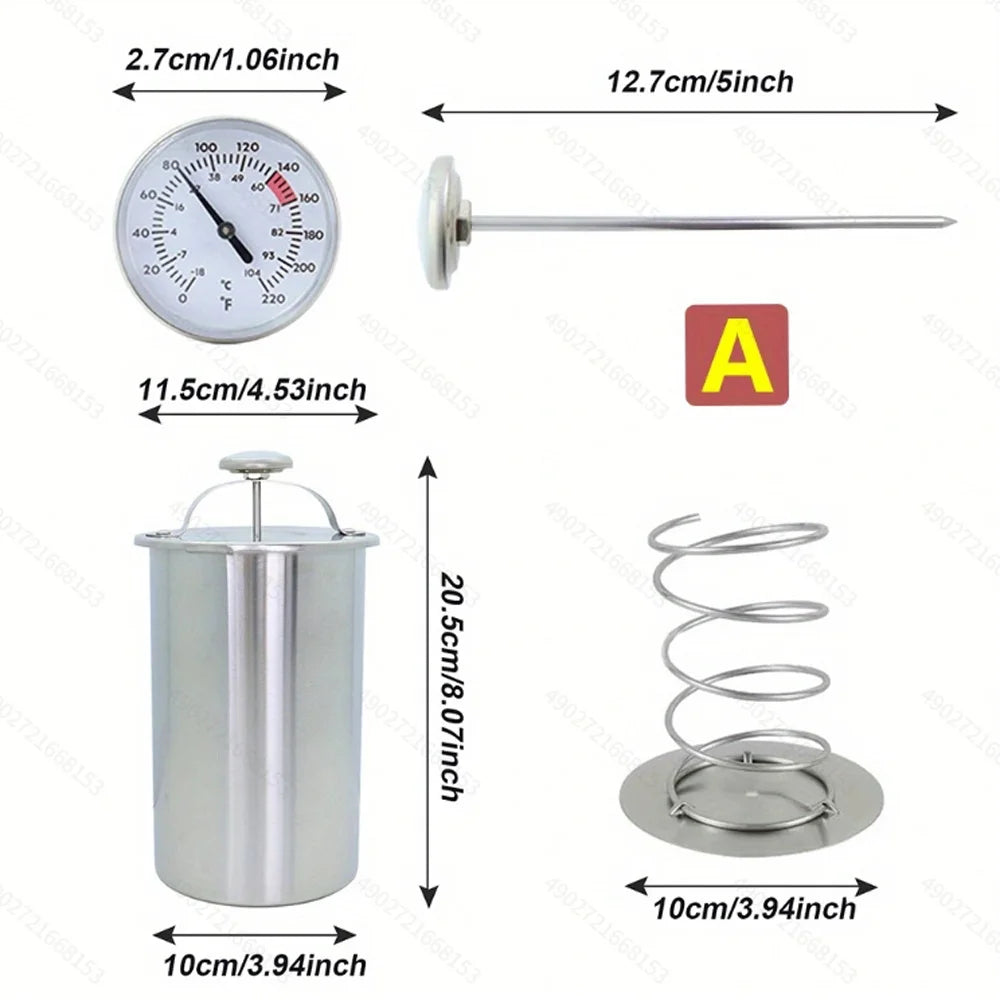 Stainless Steel Steamed Meat Pot with Thermometer Ham Press Maker for Poultry and Meat Cooking