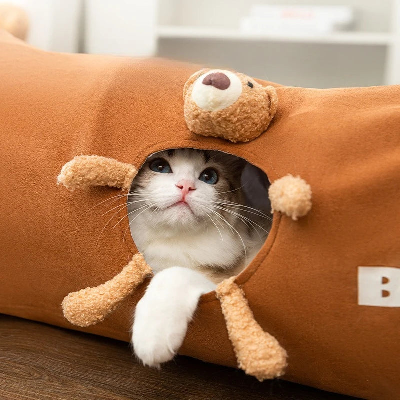 Cat play tunnel interactive toy hide seek tunnel Relieve boredom portable&collapsible easy to store tunnel for Straight tube 