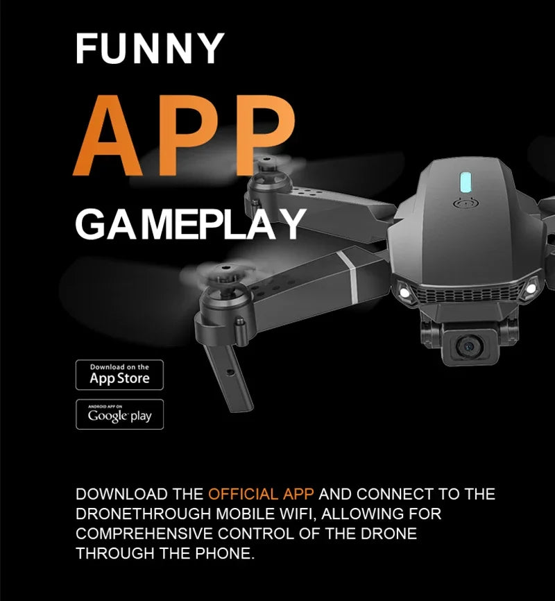 Professional Mini Remote Control Drone E88 4K HD Camera Wifi FPV Folding Quadcopter Gift for Kids