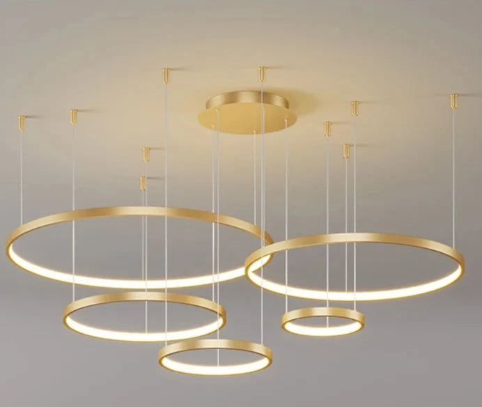 Black Rings Modern Minimalist Dimmable Pendant Light for Living Room and Restaurant Remote Control Chandelier Home Decor