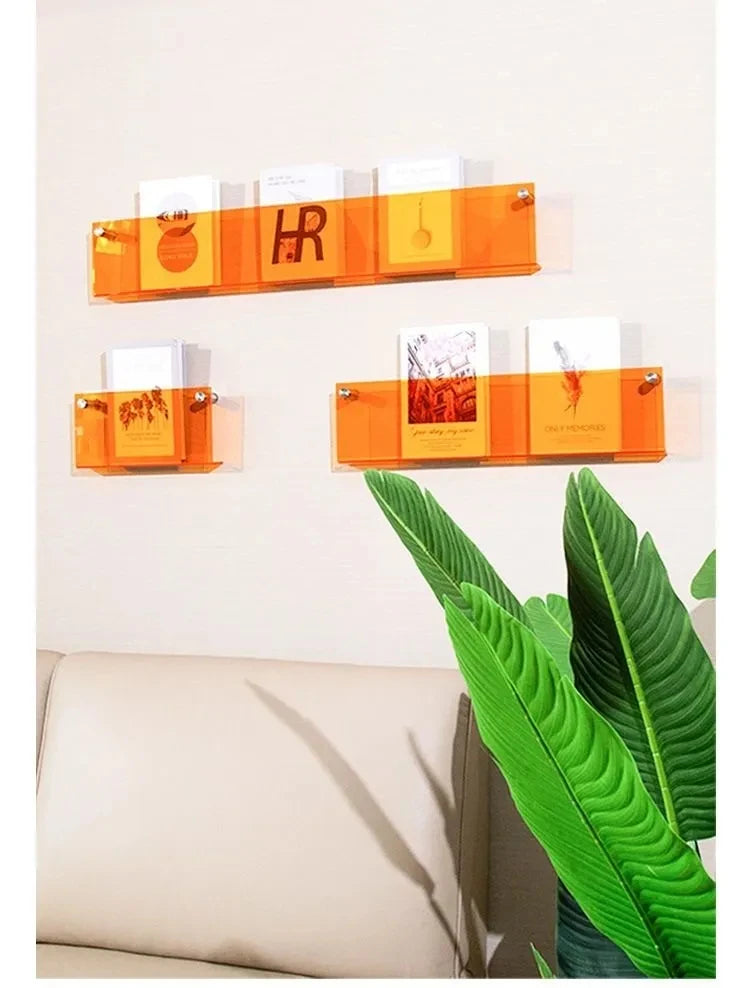Acrylic Floating Bookshelf Wall Shelf in 10 Stylish Colors