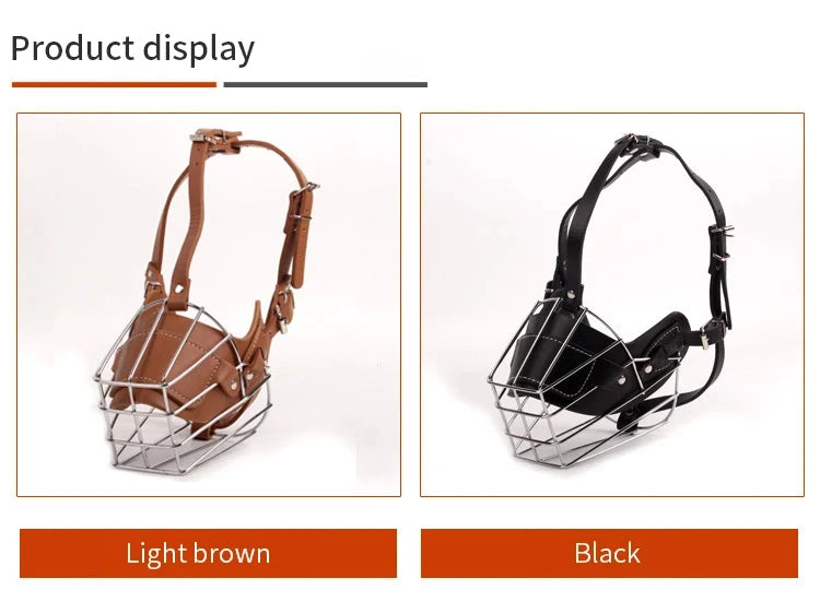 Adjustable Breathable Leather Dog Muzzle Anti Biting Protection Mask for Safe Pet Walking