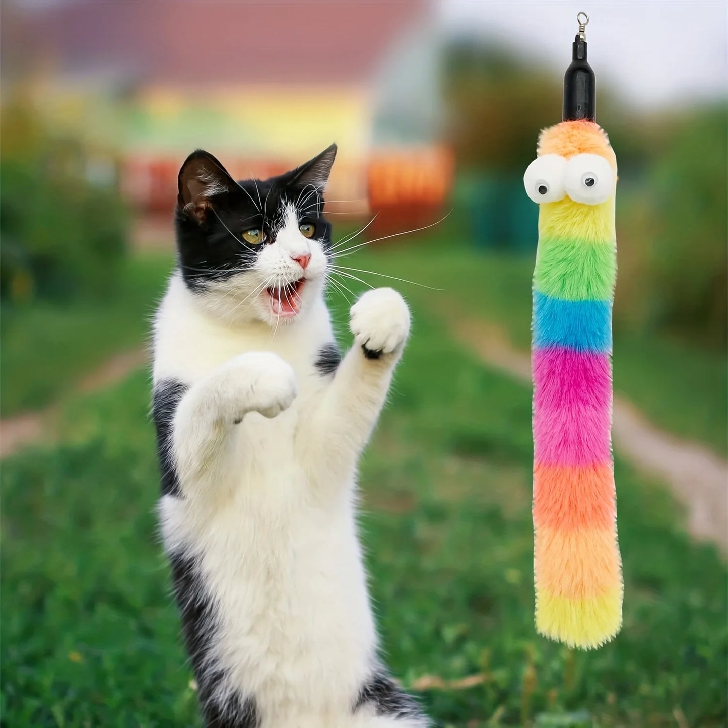 9 PCS Cat Wand Toy Cat Feather Toys Interactive Cat Toys Worm for Indoor Cats