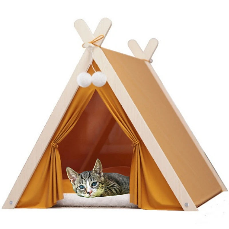 Pet Tent House Foldable and Removable Portable Comfortable and Breathable Cat House Stable Dog House with Thick Pad Pet Supplies