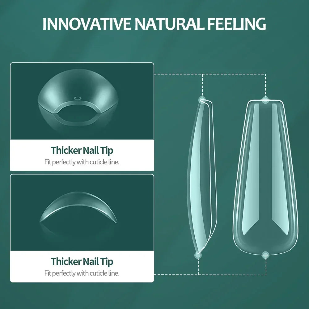 Nailpop 600PCS Full Cover Medium Length Ballerina Nail Tips