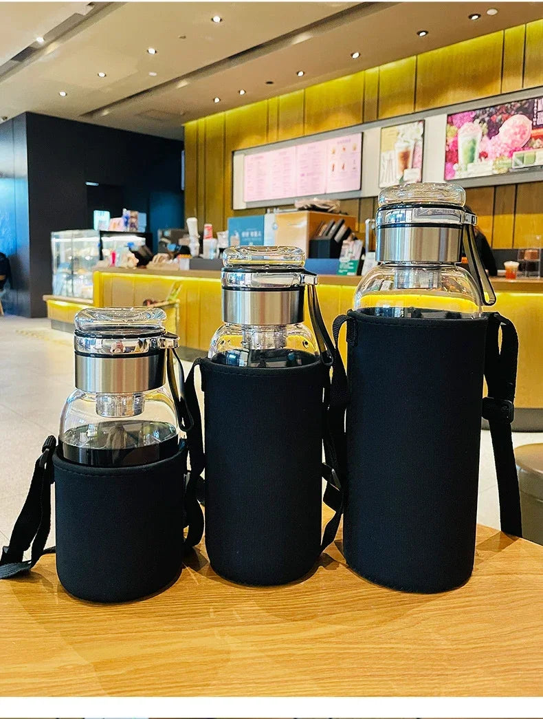 Large Capacity Glass Water Bottles – 0.75L to 2L Transparent Juice & Milk Bottle for Outdoor Travel & Sports