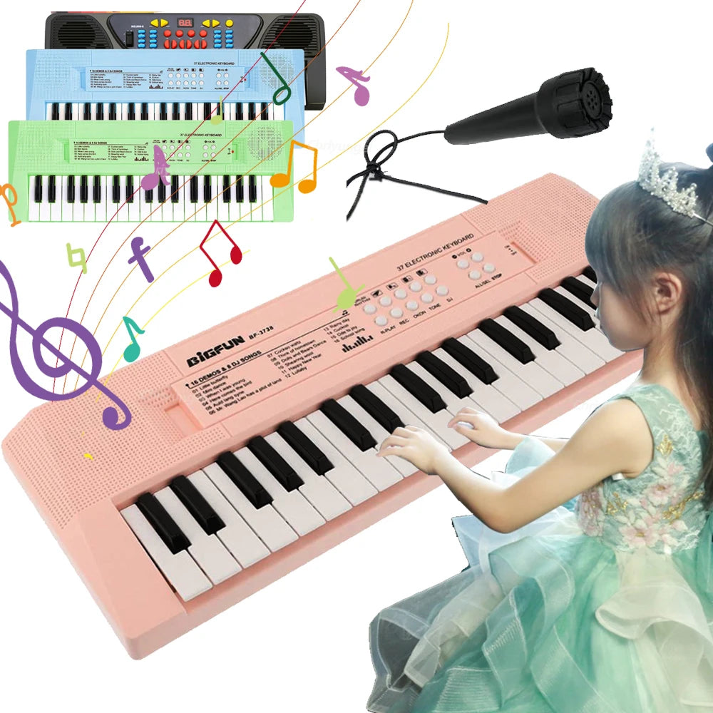 37 Keys Kids Electronic Piano Keyboard with Microphone Educational Musical Instrument for Boys and Girls