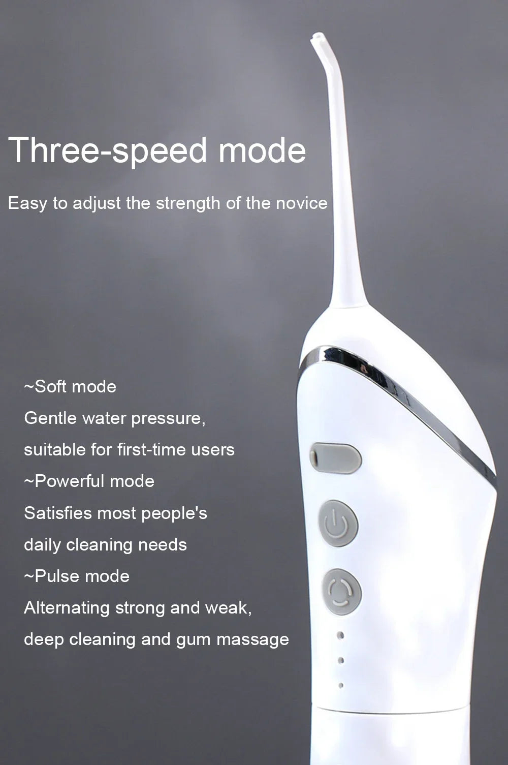 Electric Tooth Flosser High Pressure Jet USB Rechargeable Oral Irrigator with Whitening Technology