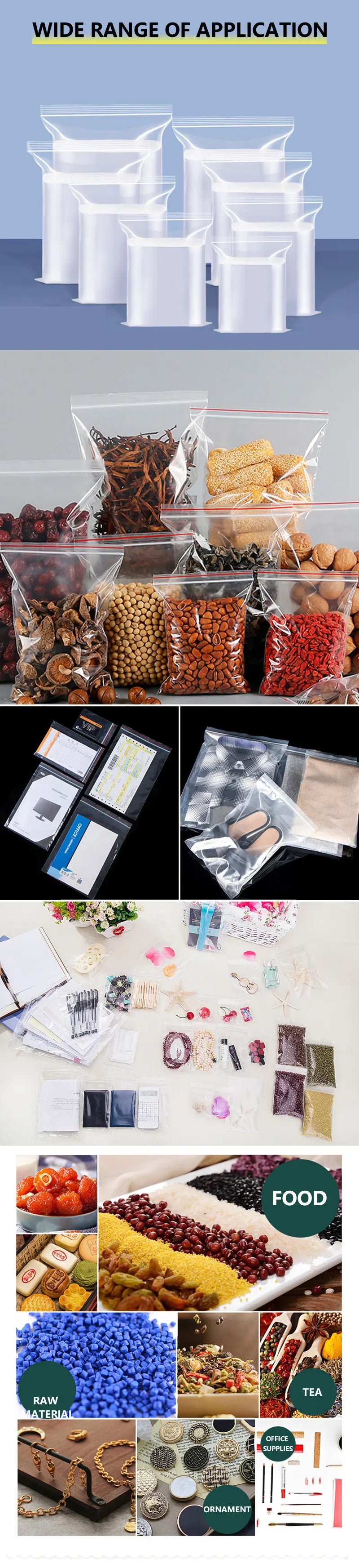 100Pcs Thicken Zipper Sealed Bags Clear Plastic Storage Bags for Jewelry and Food Packing