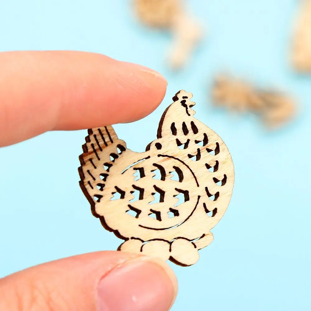 50pcs Happy Easter Rabbit Eggs Wooden Craft Ornaments