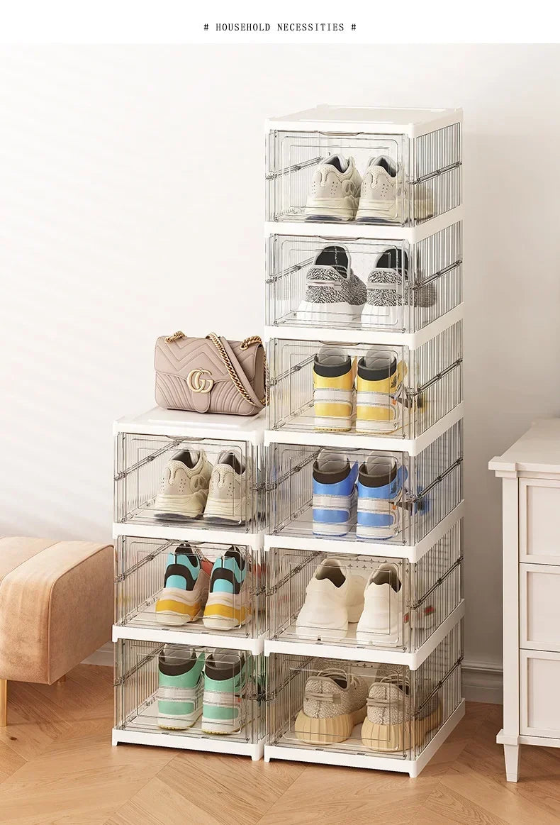 Dustproof 6 Layers Foldable Shoe Box Stackable Organizer