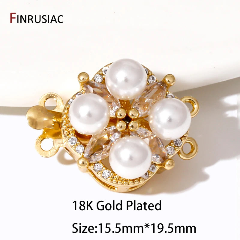 Multi Styles 18K Gold Plated Brass Flower Safety Clasps for DIY Jewelry