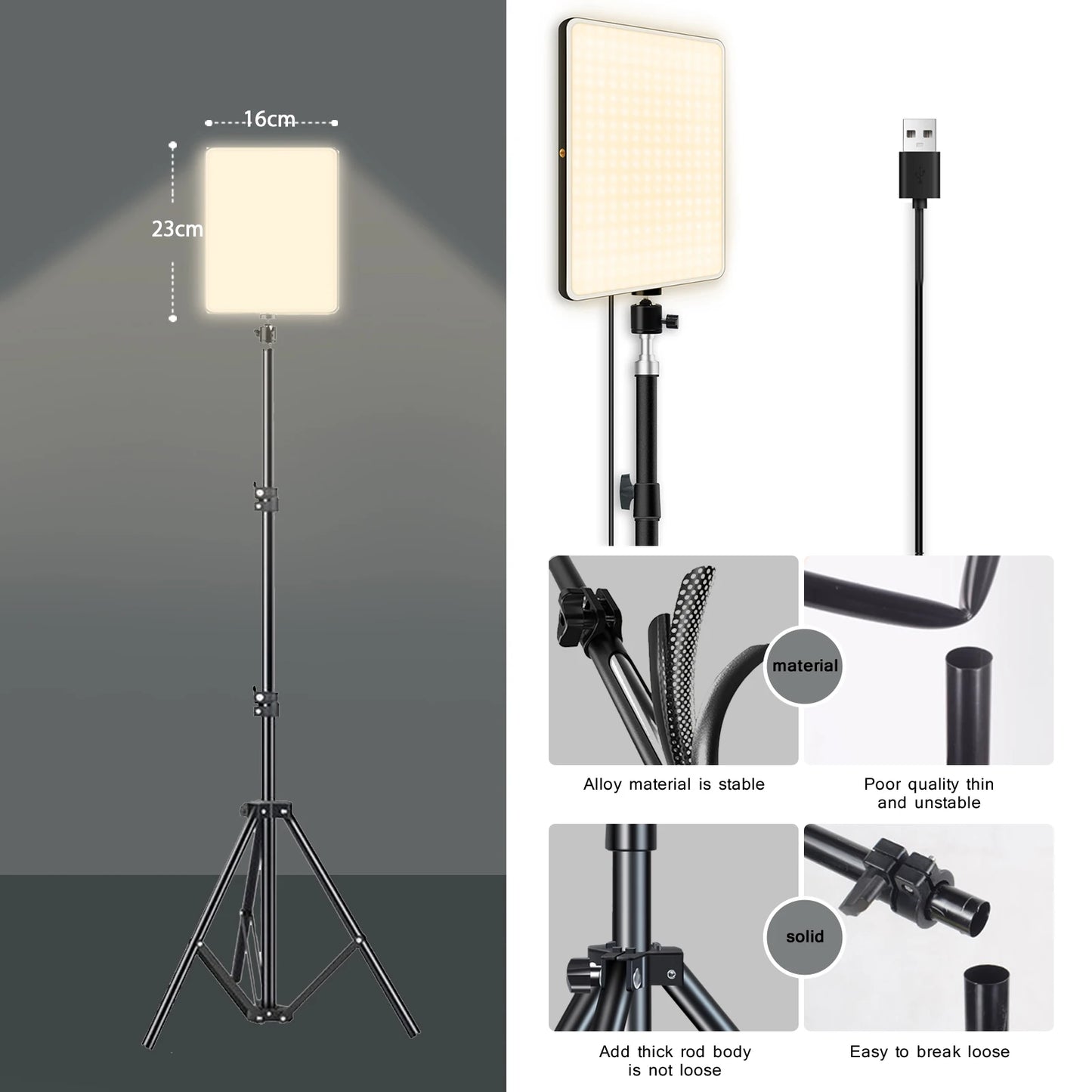 LED Video Lights Conference Photography Lighting Selfie Light Lamp With Tripod For TikTok Zoom Live Streaming