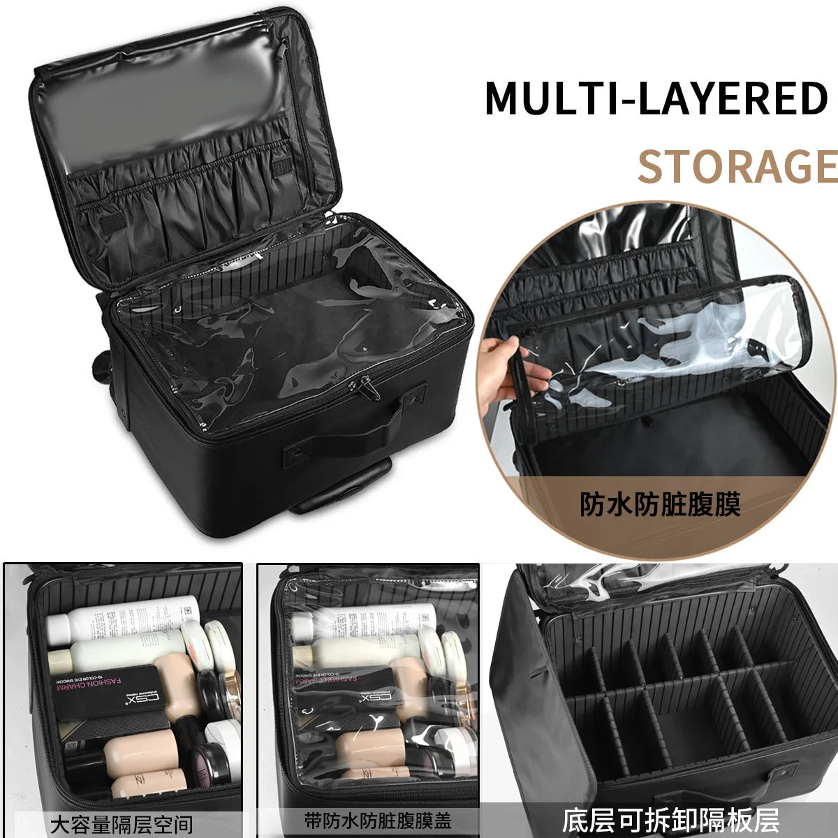 Makeup Travel Case 2in1 Rolling Organizer with Detachable Wheels