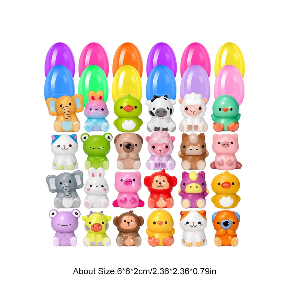 12/20/24/48Pcs Prefilled Easter Eggs with Plush Toys for Kids