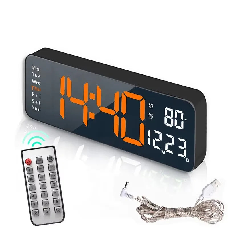 12inch Smart Mute LED Electronic Wall Clock with Thermometer