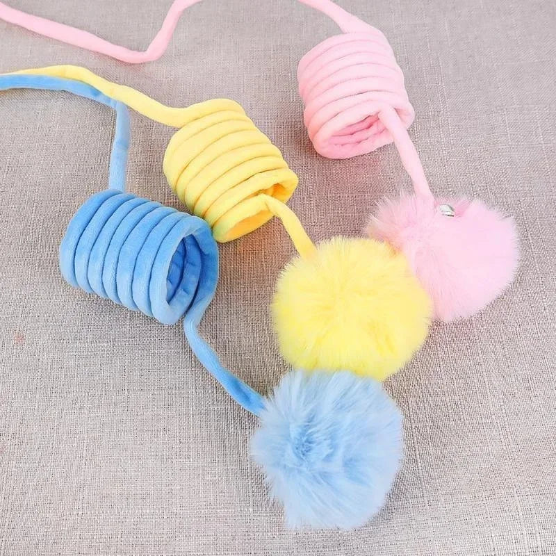 Pet Toy Funny Interactive Cat Stick Spring Rope Ball Plush Toy