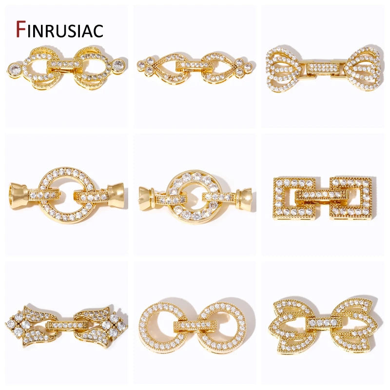 Multi Styles 18K Gold Plated Brass Flower Safety Clasps for DIY Jewelry