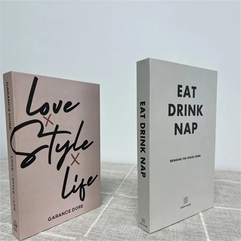 2 Piece Luxury Fake Book Decoration Set for Home and Cafe Decor Vintage Style Ornaments for Study and Club