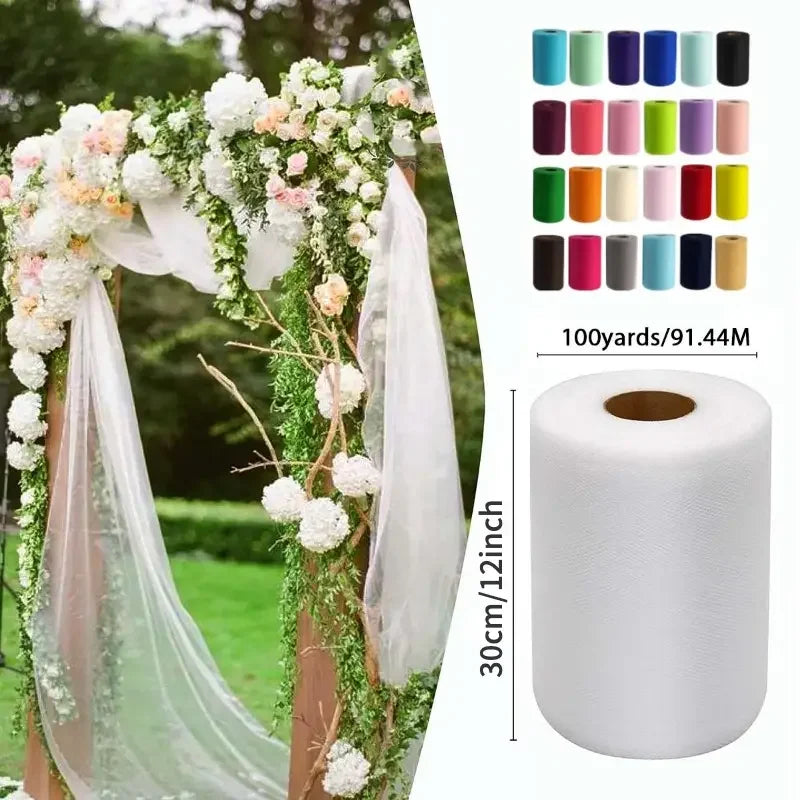 Tulle Fabric Roll 30cm x 91.4m High Quality Polyester for Christmas Gift Wrapping DIY Tutus Wedding Decorations and Craft Supplies