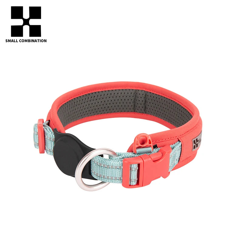 Personalized Adjustable Nylon Reflective Dog Collar with AirTag Holder for Small Medium and Large Dogs