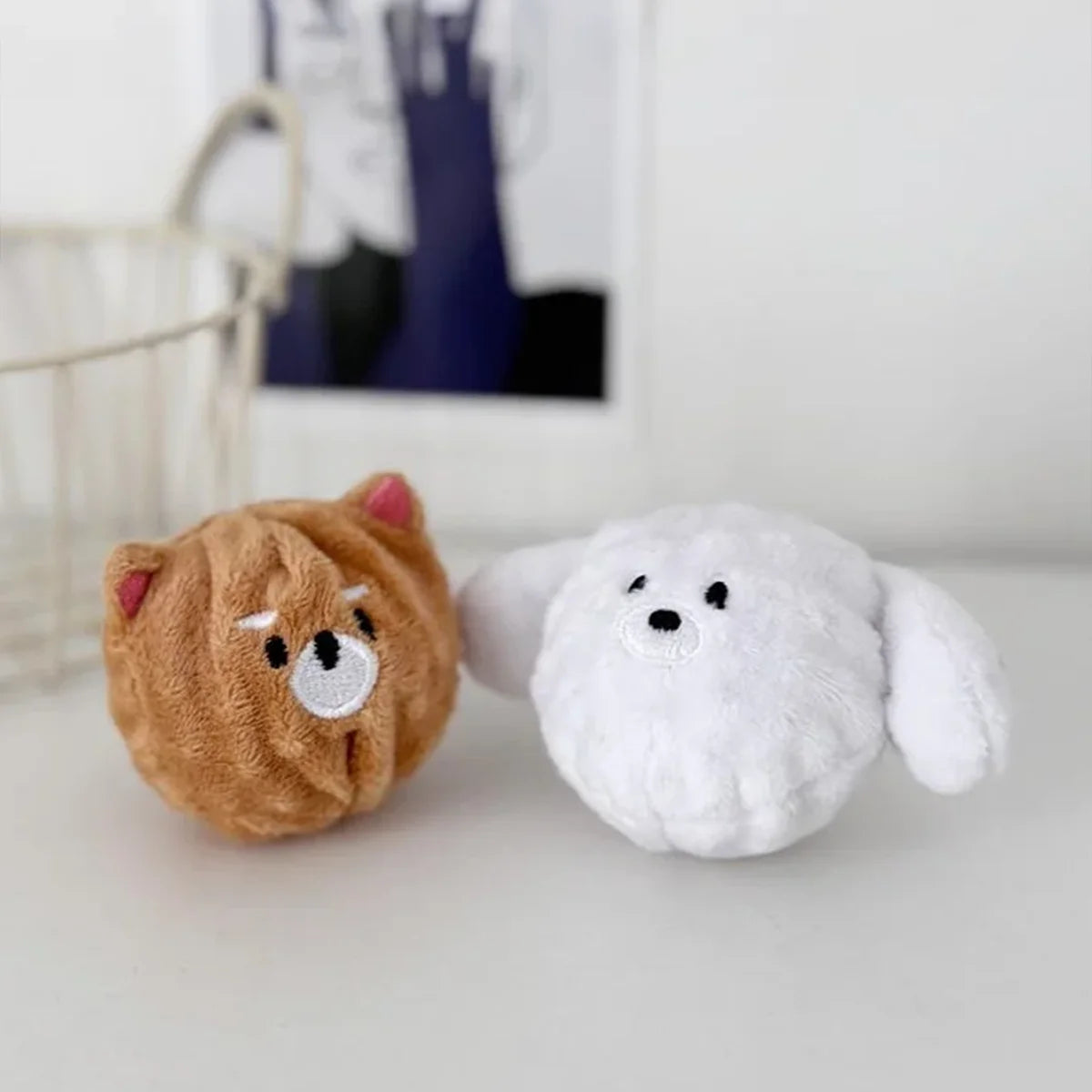 Squeaky Puppy Ball Toy - Spiked Bouncing Chew for Teeth Cleaning, Interactive Pet Toy for Small Dogs & Cats (Poodle/Bichon)