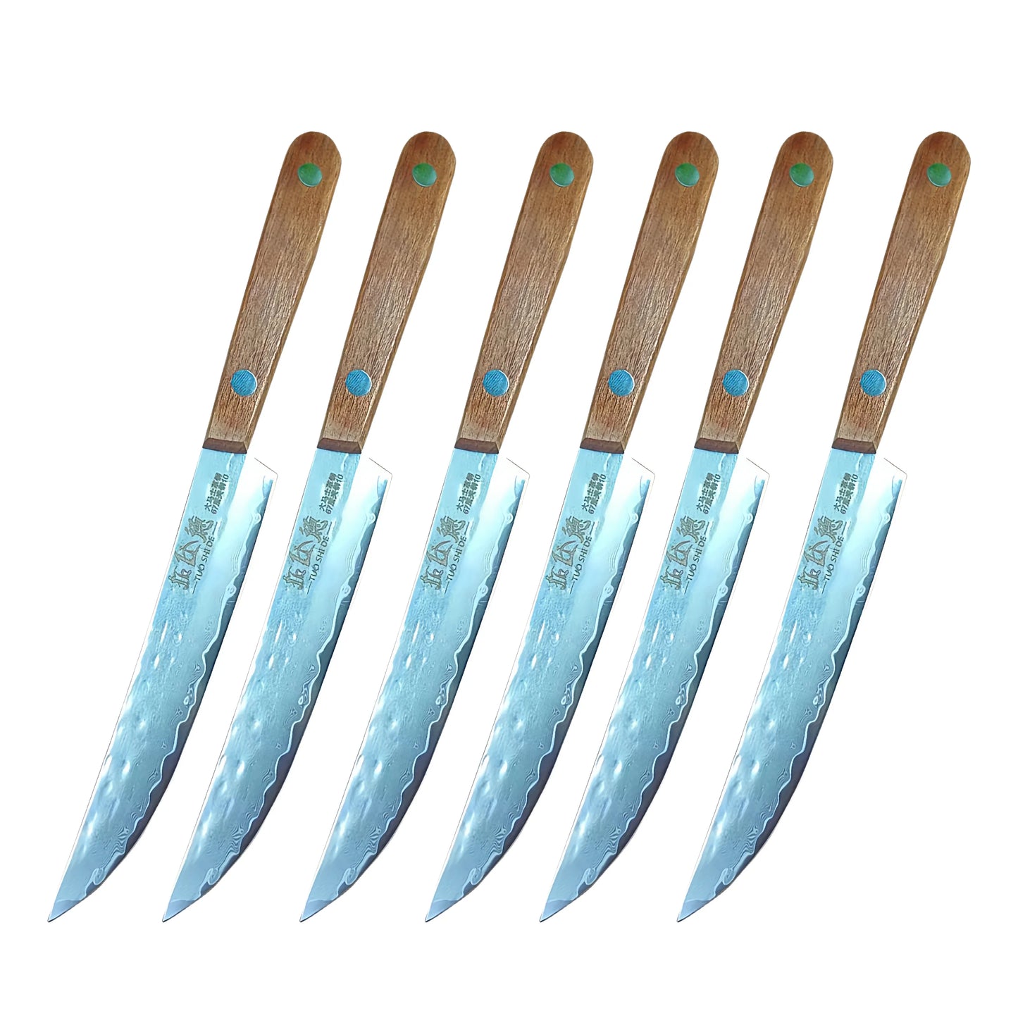 67 Layers Forged Damascus Steel Steak Knife Set with Sharp Fruit Knife and Premium Solid Wood Handle, Available in 1 to 8 Piece Options