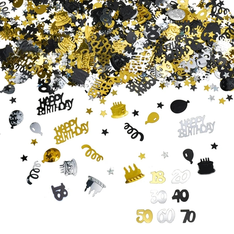 Gold Birthday Party Confetti Table Decorations for Milestone Celebrations Ages 18 to 70