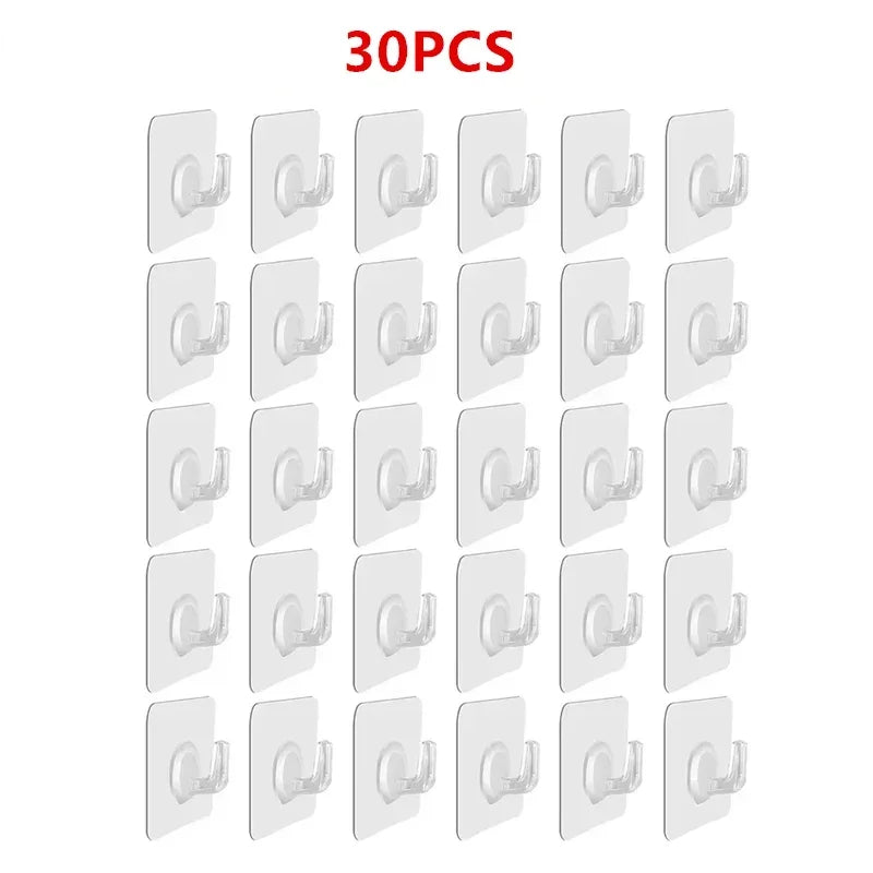 5/10/20Pcs Self-Adhesive Transparent Wall Hooks for Kitchen Bathroom Towel Key Rack