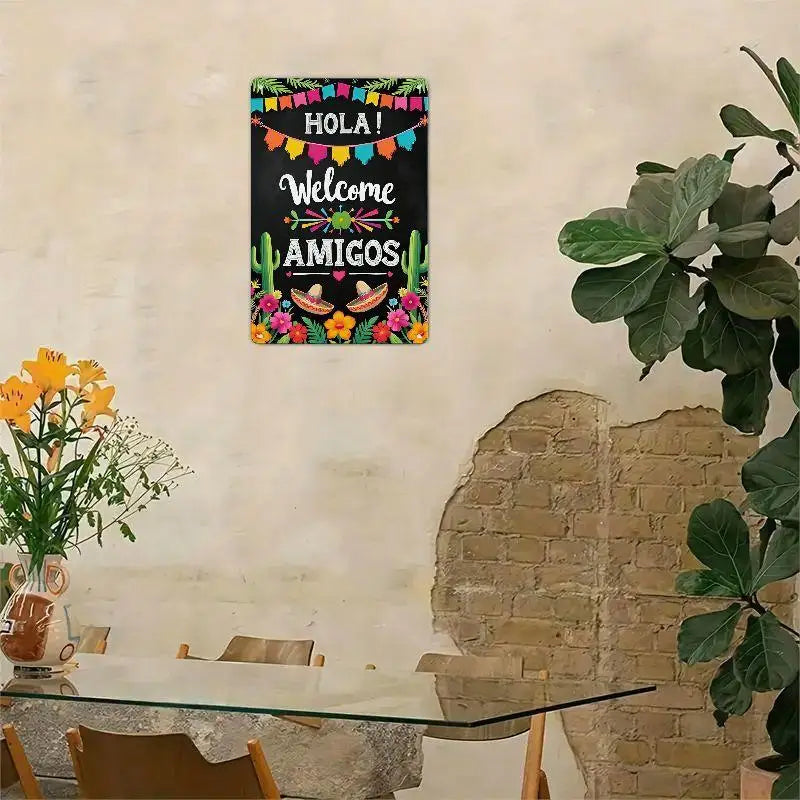 Colorful Mexican fiesta welcome sign