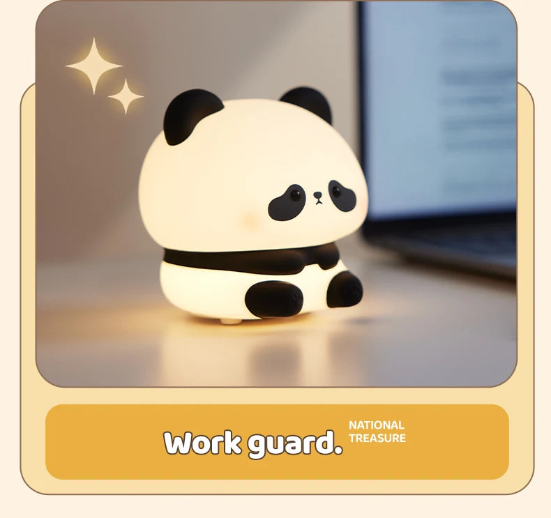 Panda LED Night Light Cute Silicone Touch Lamp USB Rechargeable Bedroom Decor Perfect Children's Gift