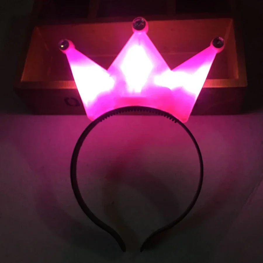 LED Princess Crown Headbands 6/12pcs Light Up Tiaras for Weddings and Parties Flashing Hair Hoops