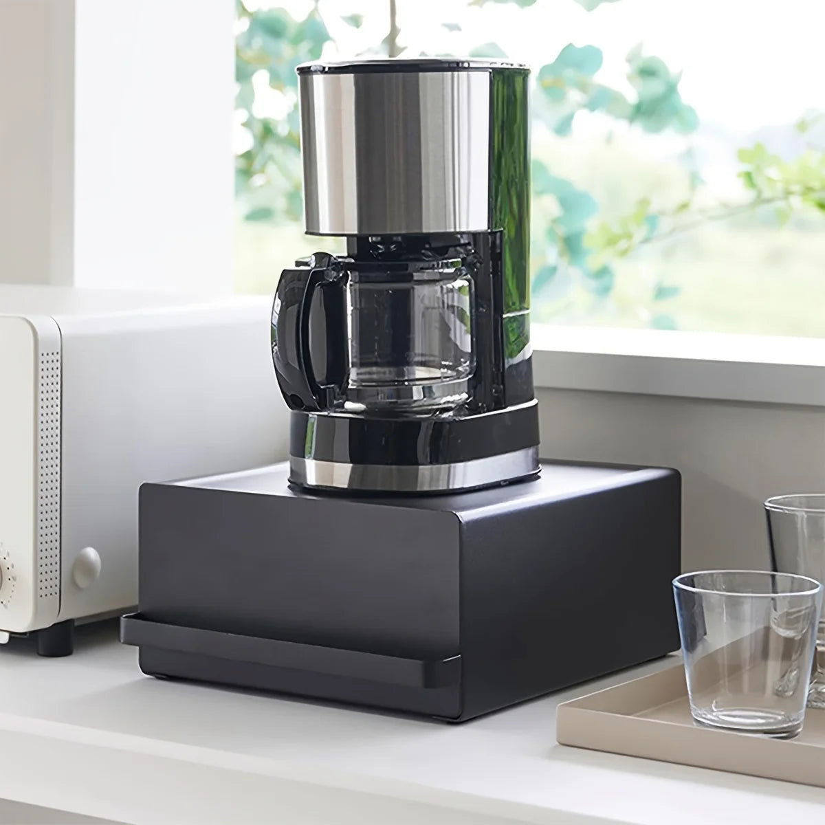 1pc Kitchen Countertop Metal Storage Box with Drawer Organizer