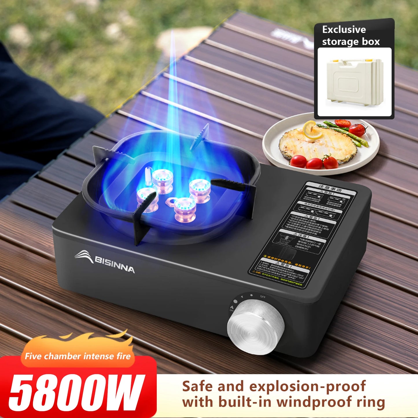 BISINNA Camping Gas Stove 5800W Portable Burner for Outdoor Trekking