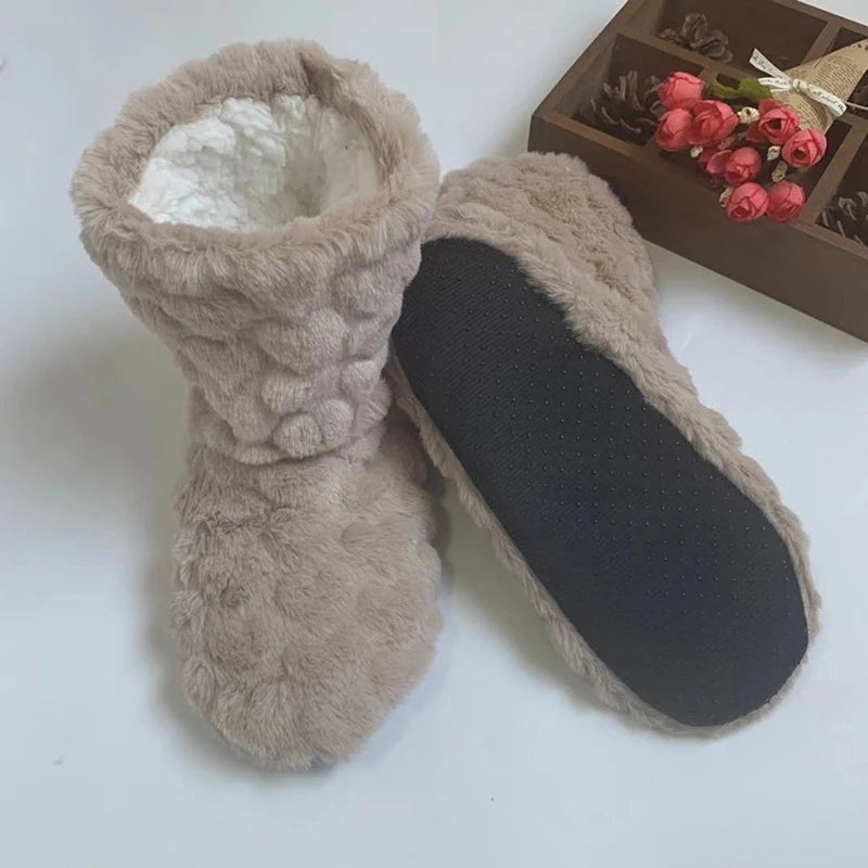 Winter Adult Men And Women Thick Warm Floor Shoes Plush Slippers