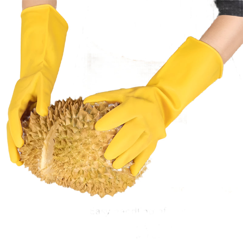5 Pack Waterproof Yellow Rubber Gloves for Gardening and Household Cleaning Durable Long Design for Men and Women