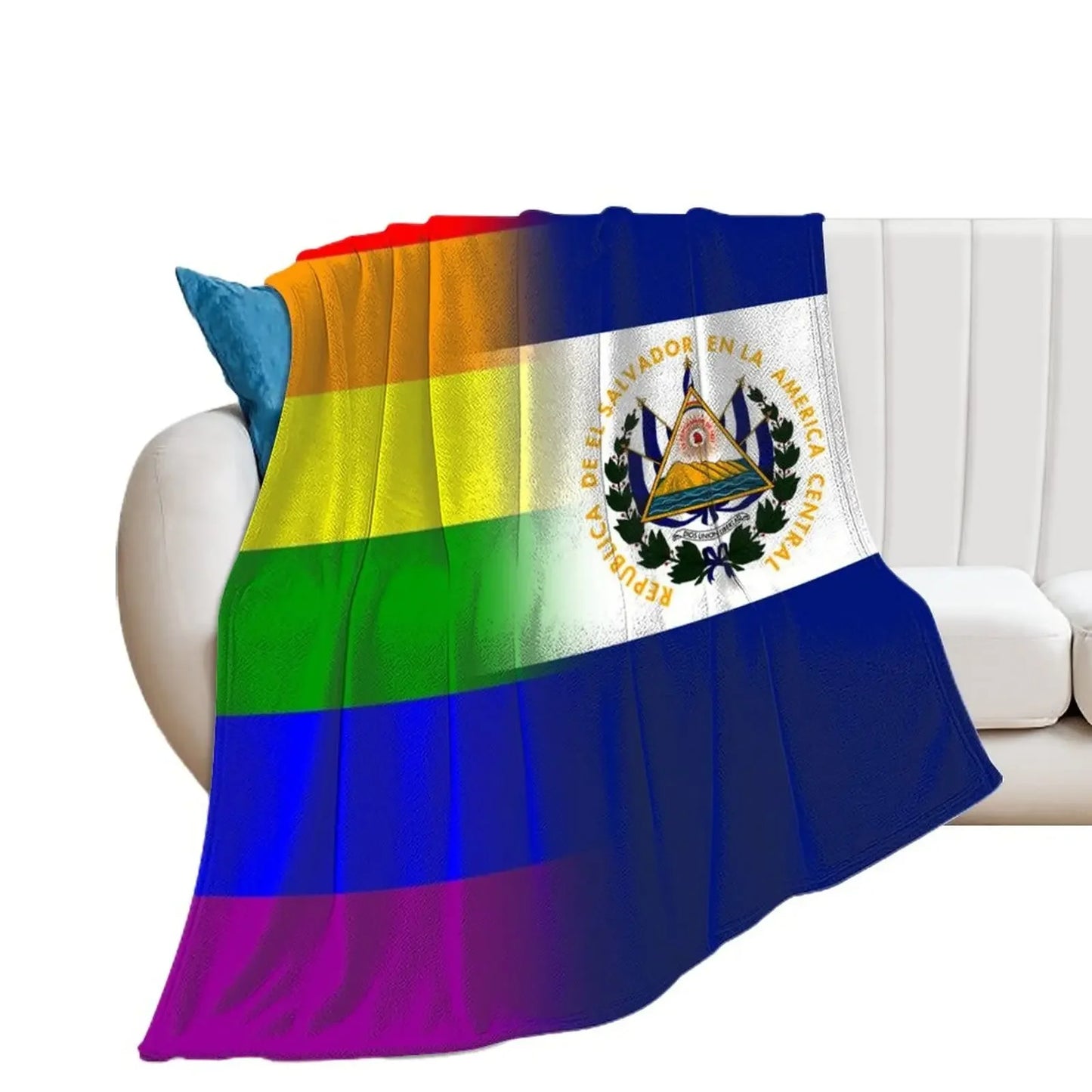 El Salvador Flag Blanket -Blue Sherpa