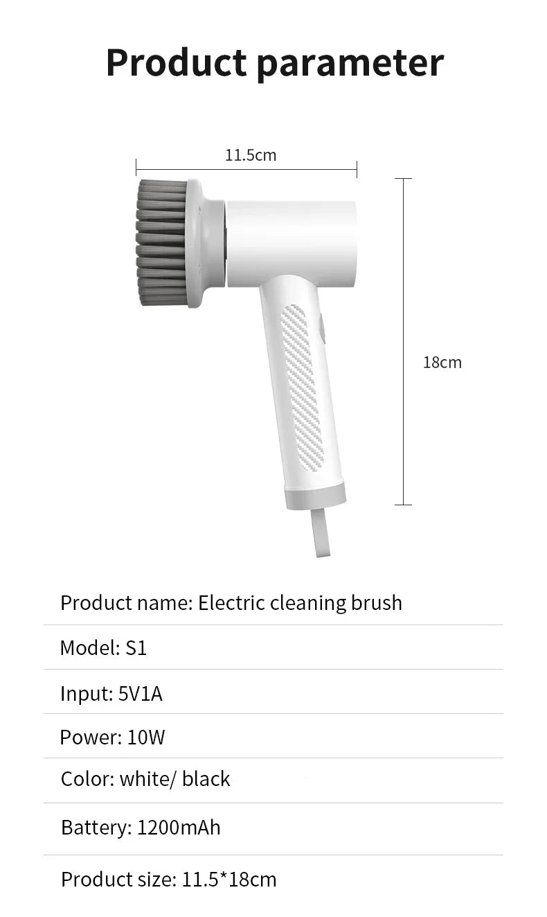 Wireless Electric Cleaning Brush for Kitchen and Bath