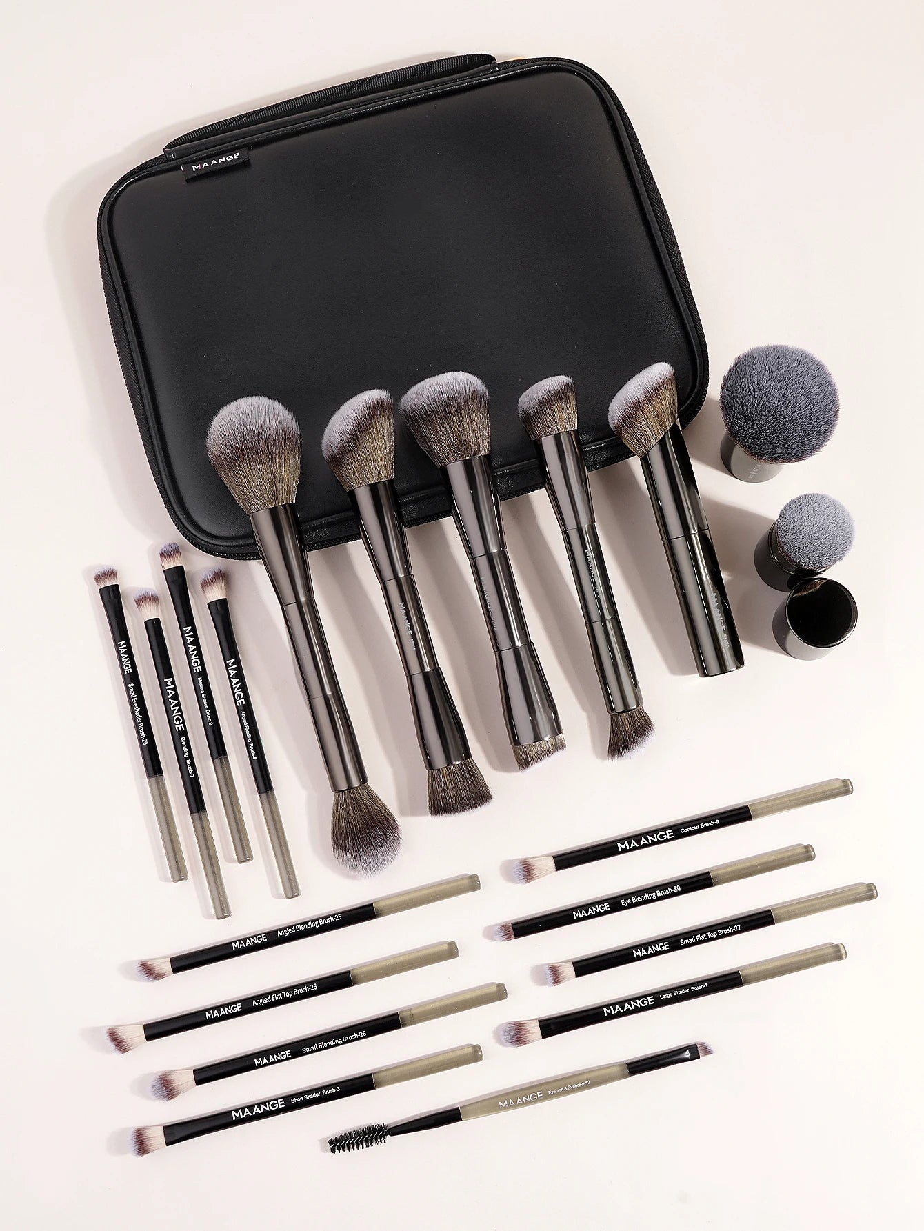 MAANGE 20 Piece Professional Makeup Brush Set with Dual Ended Brushes and Storage Bag